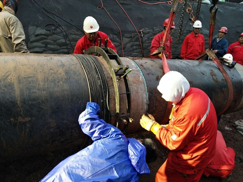 三聯磁電管道消磁-東北石油換管作業區-管道對口